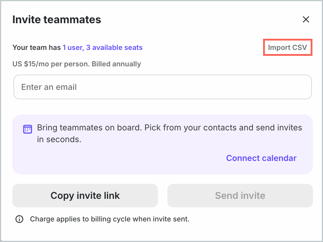 Bulk invite via CSV upload